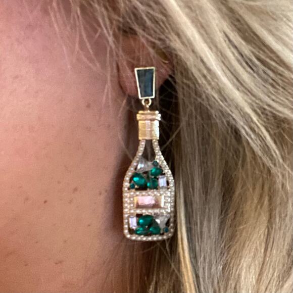 Crystal Champagne Bottle Earrings - Picture 4 of 4